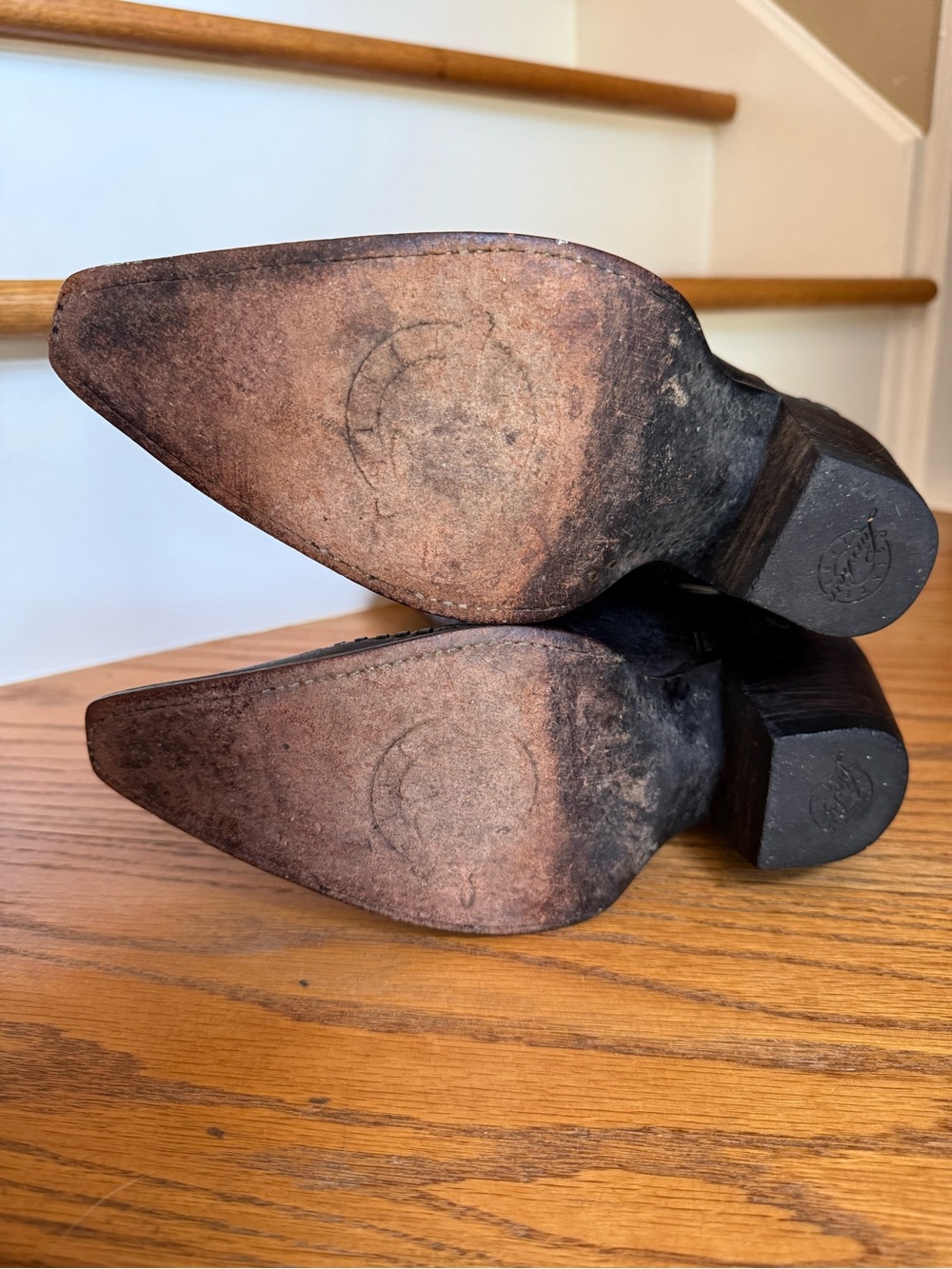 Lucchese Black Leather Western Cowboy Women's Boots Size: 8B Made In Mexico - Picture 5 of 16